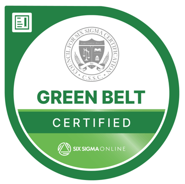 Certification Badge of Green Belt Certified by Six Sigma Online